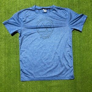 Vuori The Rise The Shine Shirt Graphic Logo Stretch Performance Medium Mens Blue